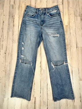 VERVET Blue Distressed Ripped Knee Straight Leg Jeans Size 24